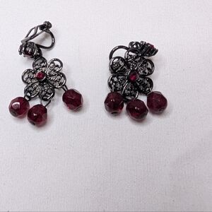 Beaded Flower Clip On Earrings